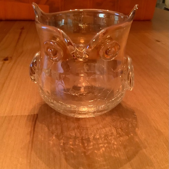 Crackle blown glass owl Blenko style - Picture 1 of 3